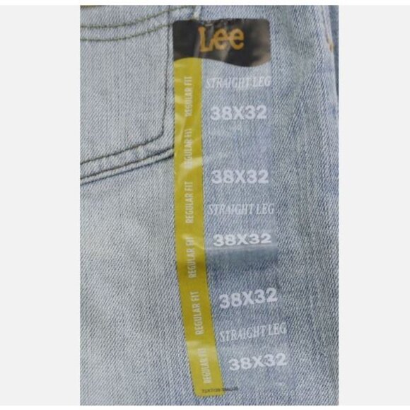 Lee Size W38 L32 Regular Fit Straight Leg 100% Cotton Men's Jeans Light Blue New - Picture 6 of 12
